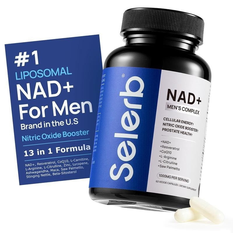 NAD+ Men's Complex Liposomal Supplement - 13-in-1 Formula with Resveratrol, CoQ10, L-Arginine & Saw Palmetto | 60 Veggie Capsules | Organic Wellness Hub