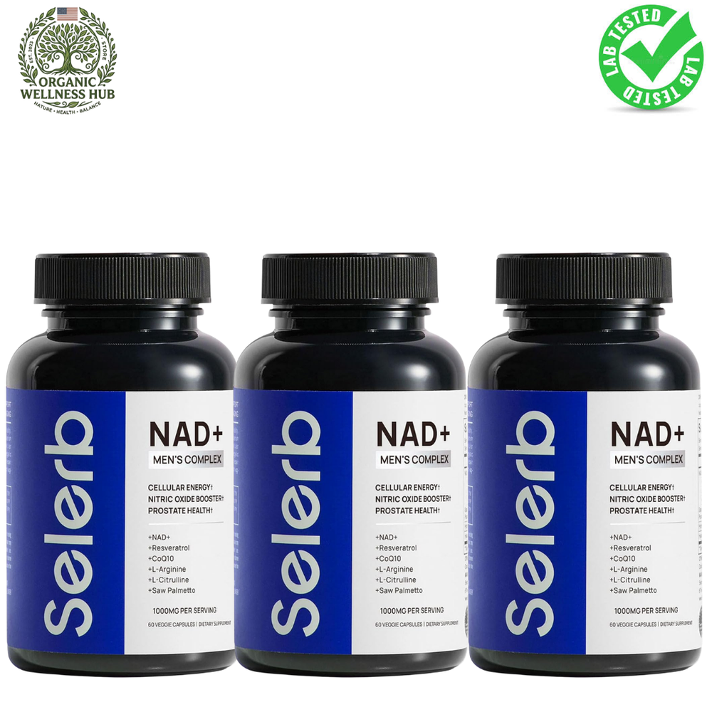 NAD+ Men's Complex Liposomal Supplement 3-Pack – 13-in-1 Formula with Resveratrol, CoQ10, L-Arginine & Saw Palmetto | 180 Veggie Capsules | Organic Wellness Hub