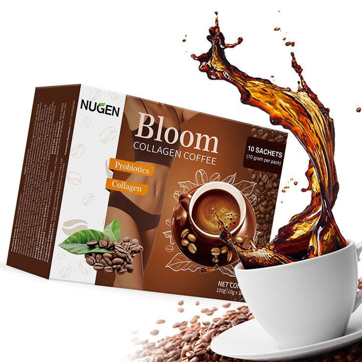 NUGEN Bloom Collagen Coffee with Probiotics | 10 Sachets | Slimming Beauty Coffee | Organic Wellness Hub