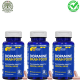 Natural Stacks Dopamine Brain Food™ 3-Pack Bundle – 650mg L-Tyrosine Nootropic | 3×60 Vegan Capsules | Focus, Mental Drive & Motivation | Organic Wellness Hub