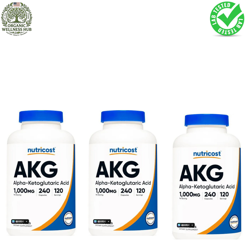 Nutricost AKG Alpha-Ketoglutaric Acid 1000mg (3 Pack) – 720 Capsules Total | Premium AKG Supplement | Organic Wellness Hub