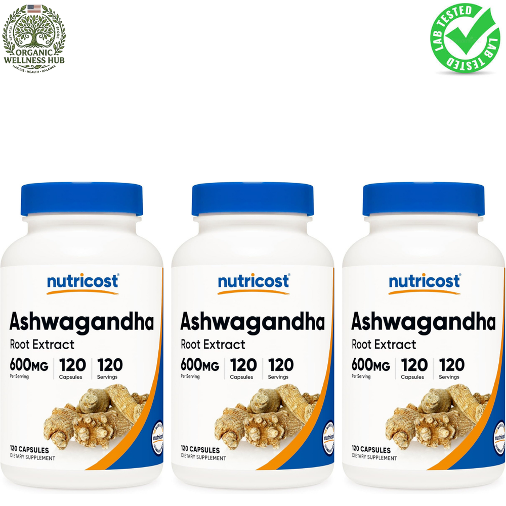 Nutricost Ashwagandha Root Extract 600mg (3 Pack) – 360 Capsules Total | Premium Herbal Supplement | Organic Wellness Hub