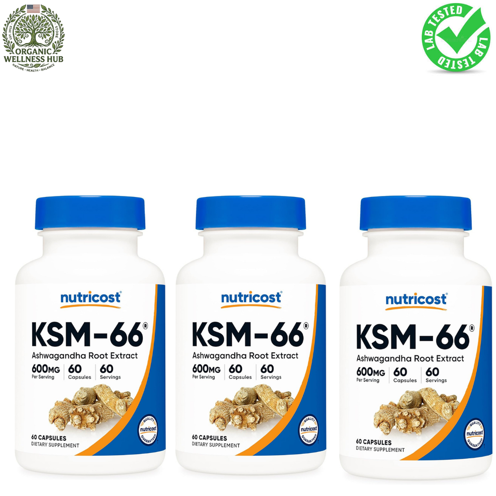 Nutricost KSM-66 Ashwagandha Root Extract 600mg (3 Pack) – 180 Capsules Total | Premium Adaptogenic Supplement | Organic Wellness Hub