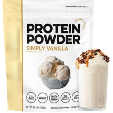 OEM Protein Powder Simply Vanilla | 20g Grass-Fed Whey | Digestive Enzymes | No Artificial Ingredients | Soy Free | 30 Servings ? Organic Wellness Hub