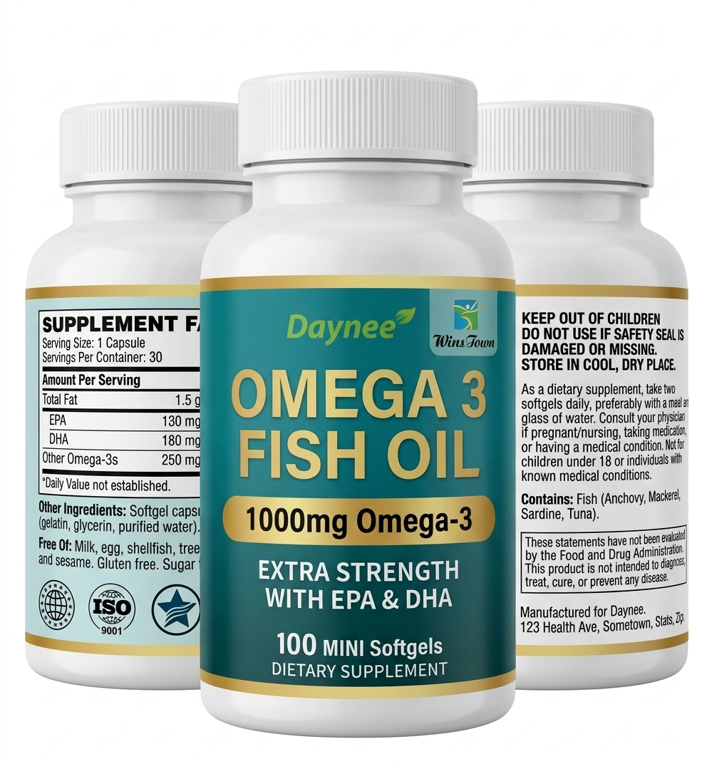 Omega 3 Fish Oil 1000mg 3-Pack | 300 Mini Softgels EPA & DHA | Organic Wellness Hub