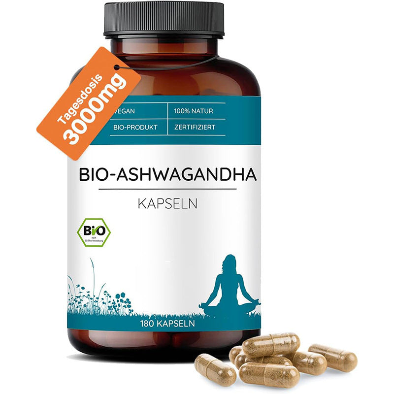Organic Ashwagandha Capsules 3000mg Daily Dose | Certified Bio | Vegan | 180 Capsules ? 60-Day Supply | Stress, Sleep & Energy Support