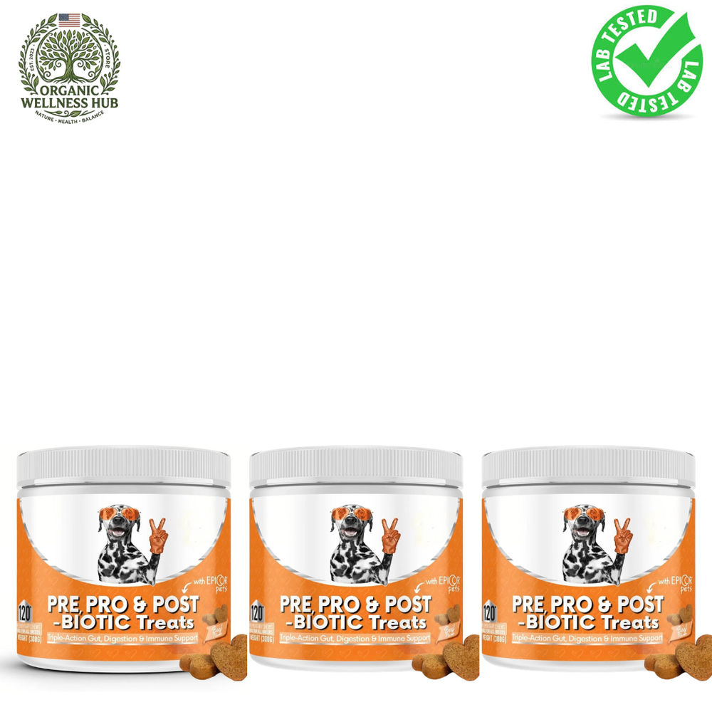 Organic Wellness Hub 3X Pre, Pro & Post-Biotic Dog Treats | Lab Tested Gut & Immune Support