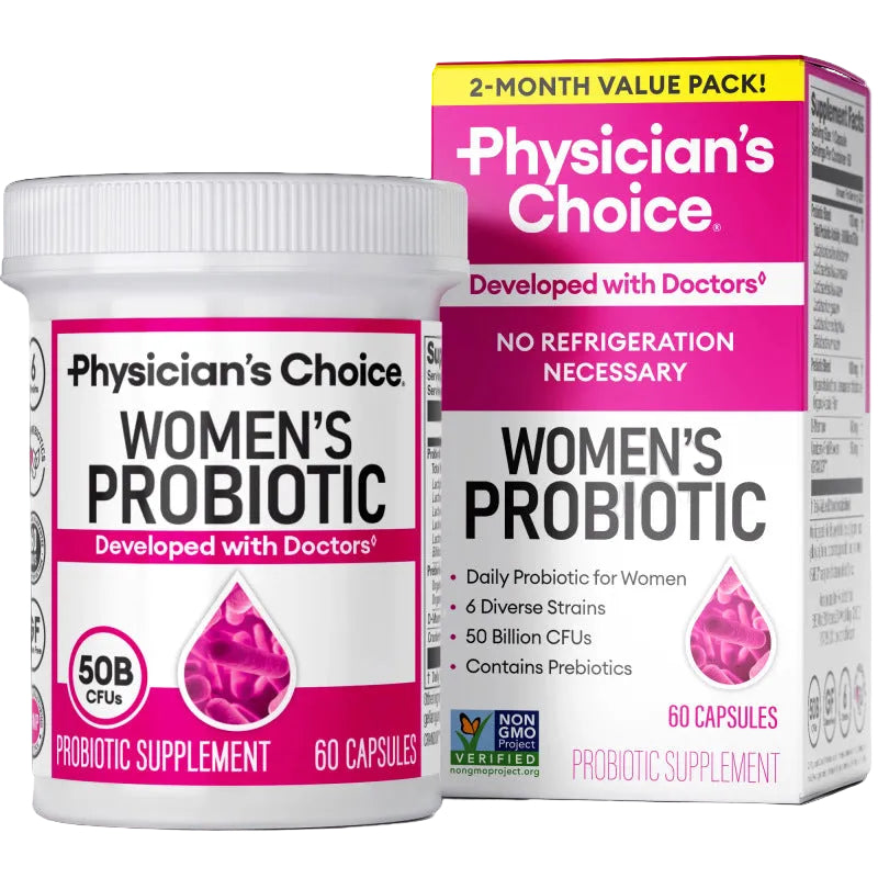 Physician's Choice Women's Probiotic | 50 Billion CFUs | 6 Strains + Prebiotics | 60 Capsules | 2-Month Value Pack | Non-GMO