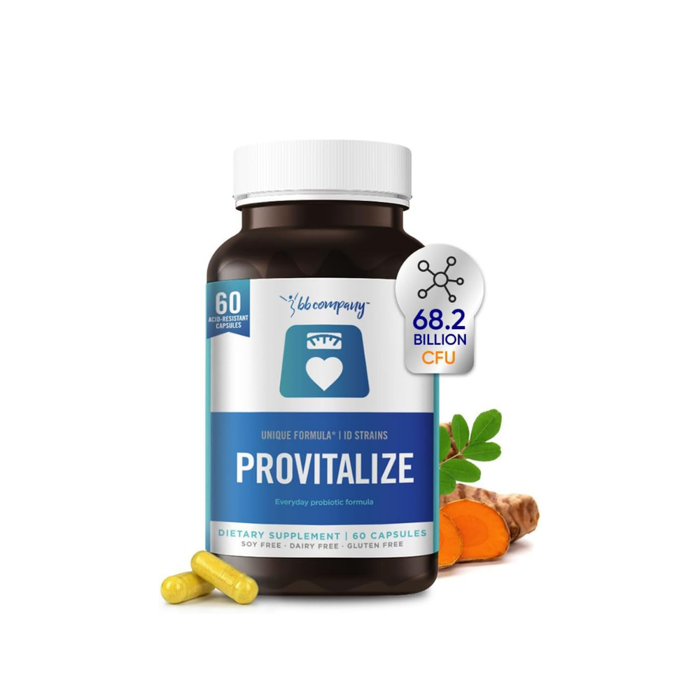 Provitalize Probiotic 68.2 Billion CFU | 10 Strains + Turmeric & Natural Herbs | Weight & Gut Support | 60 Acid-Resistant Capsules ? Organic Wellness Hub