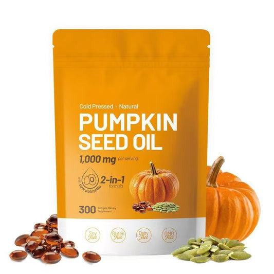 Pumpkin Seed Oil Softgels 1000mg | 2-in-1 with Saw Palmetto | 300 Softgels Cold Pressed | Soy Free, Gluten Free, Dairy Free, GMO Free - Organic Wellness Hub