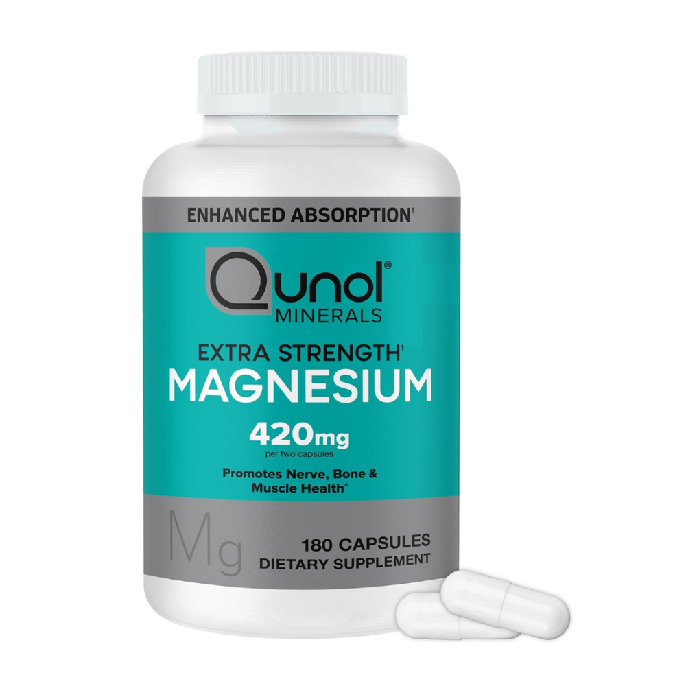 Qunol Extra Strength Magnesium 420mg Capsules 180 Count - High Absorption Magnesium Supplement for Muscle, Bone & Nerve Health | Organic Wellness Hub