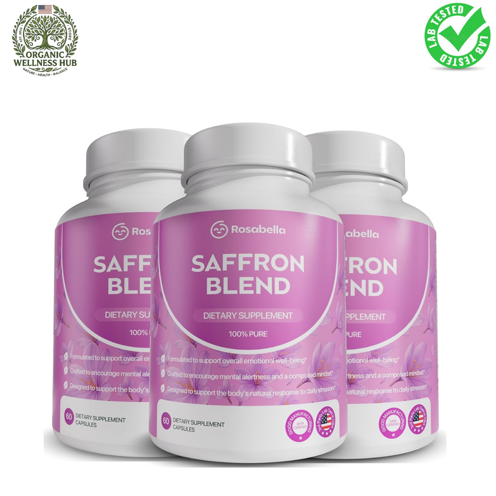 Rosabella Saffron Blend Dietary Supplement 60 Capsules – Premium Saffron Wellness Formula (3 Pack) | Organic Wellness Hub