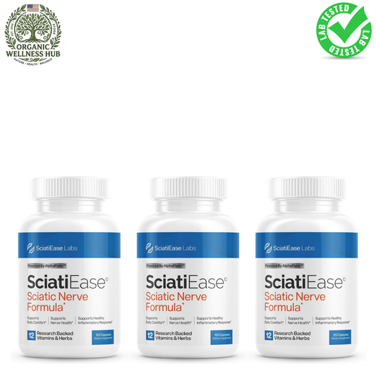 SciatiEase Sciatic Nerve Formula 3-Pack | 360 Capsules | 90-Day Supply | Powered by AlphaPalm™ | 12 Research-Backed Vitamins & Herbs | Supports Comfort, Nerve Health & Inflammatory Response