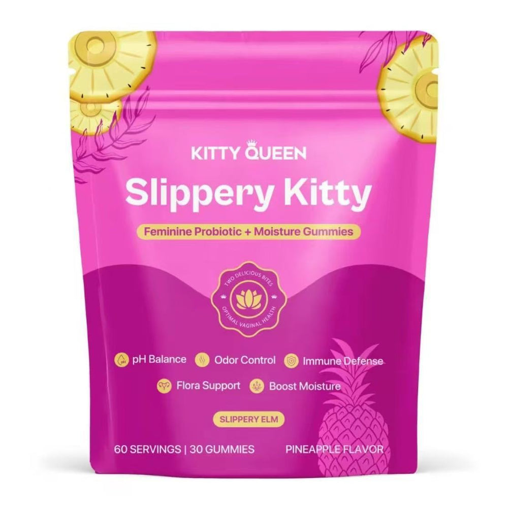 Slippery Kitty Feminine Probiotic + Moisture Gummies | pH Balance, Odor Control & Vaginal Flora Support | Slippery Elm | 30 Gummies - Organic Wellness Hub