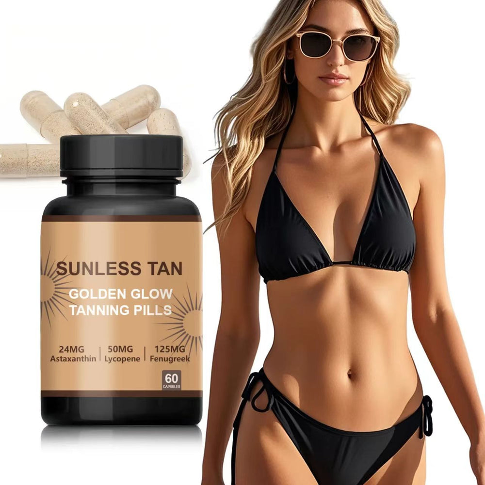 Sunless Tan Golden Glow Tanning Pills 60 Capsules | Bronzed Glow & Skin Support Supplement | Organic Wellness Hub