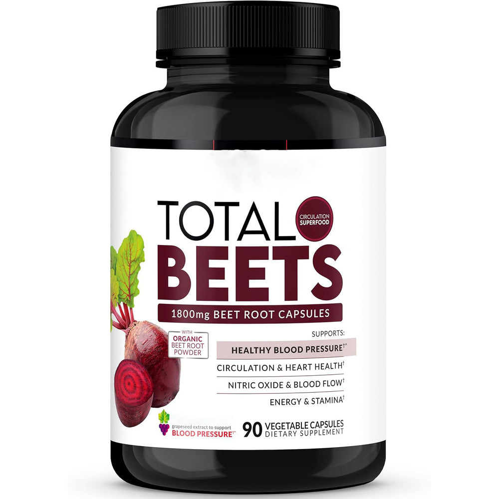 Total Beets 1800mg Beet Root Capsules 90 Veg Capsules | Nitric Oxide, Circulation & Heart Health Support | Organic Wellness Hub