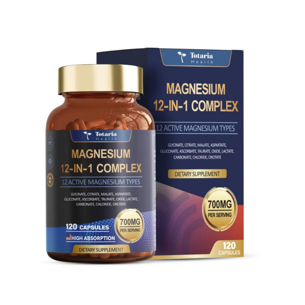 Totaria Health Magnesium 12-in-1 Complex 700mg – 120 Capsules High Absorption Magnesium Supplement | Organic Wellness Hub
