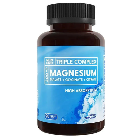 Triple Complex Magnesium 3-Pack | 300mg Malate Glycinate Citrate | 270 Veggie Caps | Organic Wellness Hub