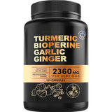 Turmeric Bioperine Garlic Ginger Supplement | 2360mg | 120 Capsules | Non-GMO | No Fillers | Organic Wellness Hub