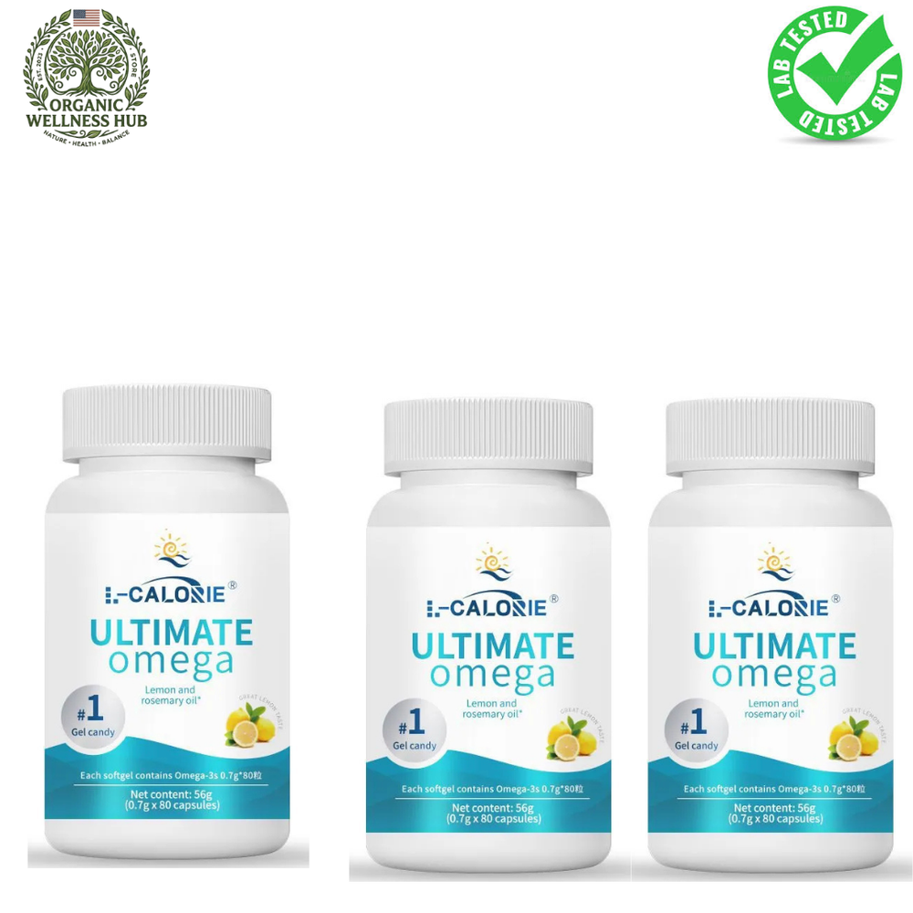 Ultimate Omega Fish Oil Softgels 3-Pack (240 Capsules) | Lab Tested Omega-3 Supplement | Organic Wellness Hub