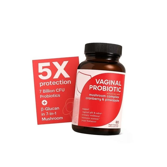 Vaginal Probiotic Capsules | 7 Billion CFU + Mushroom Complex, Cranberry & Pineapple | pH Balance, Yeast & Odor Control | 60 Count