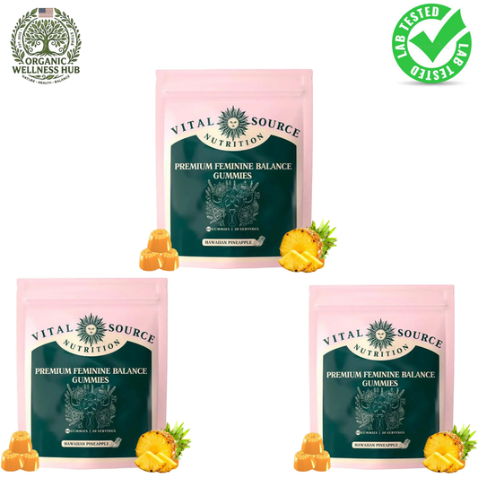 Vital Source Nutrition Feminine Balance Gummies 3-Pack | Vaginal & Hormonal Health | Hawaiian Pineapple | 180 Gummies | 3-Month Supply
