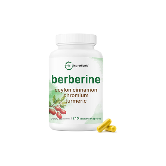 Micro Ingredients Berberine with Ceylon Cinnamon, Chromium & Turmeric - 240 Vegetarian Capsules | Premium Blood Sugar & Metabolism Support Supplement