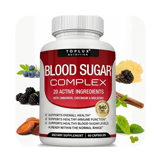 Blood Sugar Complex 940mg 3-Pack | 20 Active Ingredients | Cinnamon, Chromium & Mulberry | Lab Tested | Organic Wellness Hub