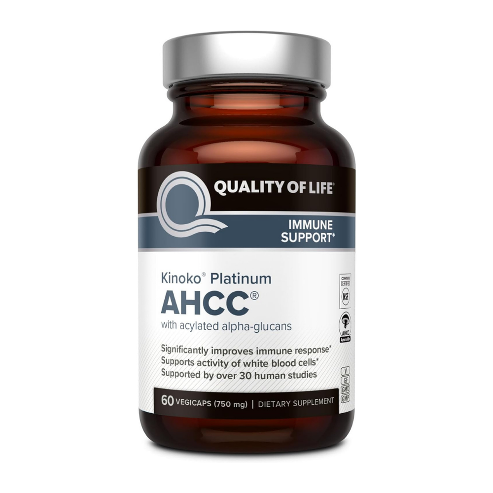 Quality of Life Kinoko Platinum AHCC Immune Support 60 Vegicaps (3 Bottles) | Premium Immune Health Supplement | Organic Wellness Hub