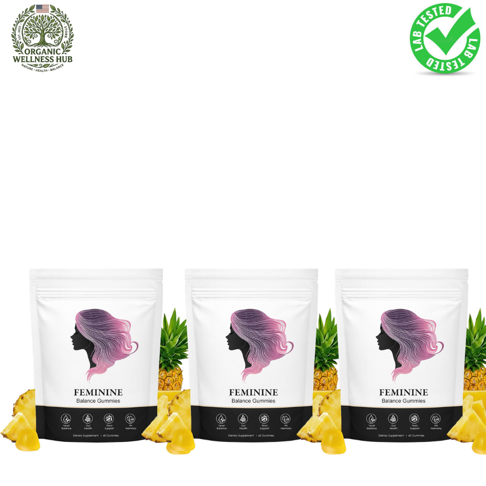 Feminine Balance Gummies 3-Pack | Yeast, Gut & pH Support | Lab Tested | Organic Wellness Hub