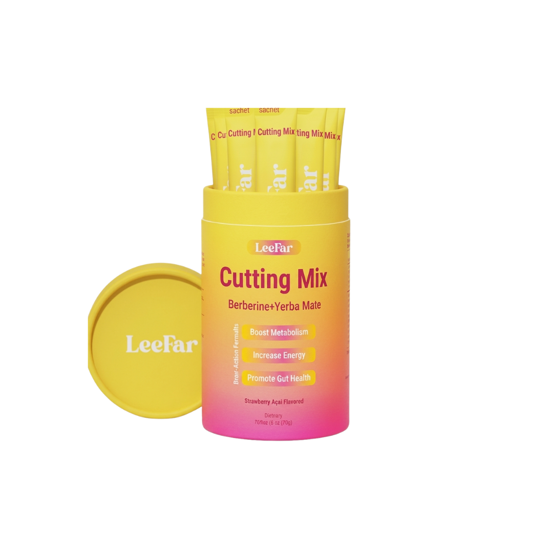 LeeFar Cutting Mix 3-Pack – Berberine + Yerba Mate Drink Mix | 90 Sachets Total | Metabolism, Energy & Gut Health Support | Strawberry Açaí | Sugar-Free, Vegan
