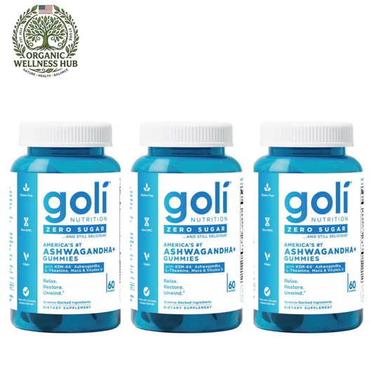 Goli Ashwagandha Plus Gummies Zero Sugar 3 Pack | 180 Gummies | Americas Number 1 | KSM 66 | L Theanine | Maca | Vitamin D | Relax Restore Unwind | Vegan Non GMO Gluten Free