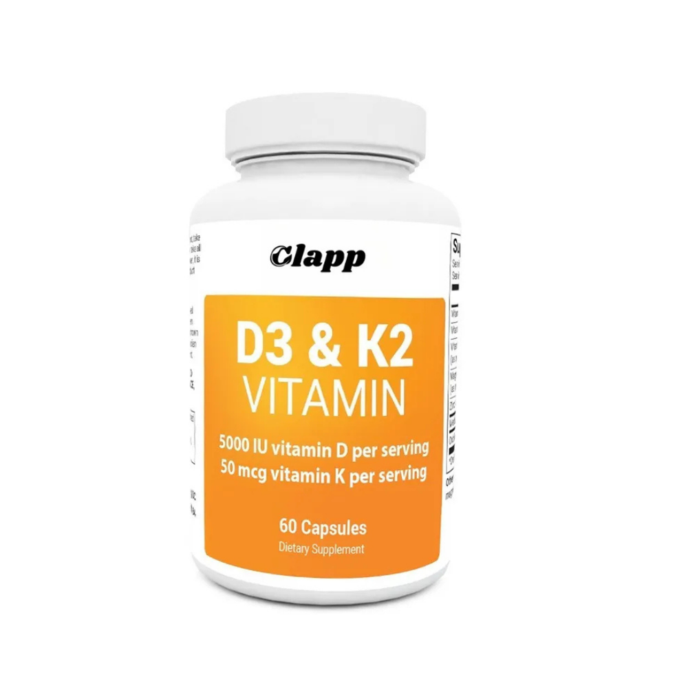 Vitamin D3 K2 Supplement 3-Pack | 5000 IU D3 + 50 mcg K2 | 180 Capsules Total | Bone, Immune & Heart Support | Clapp