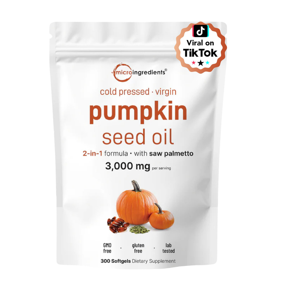 3-Pack Micro Ingredients Pumpkin Seed Oil 3,000mg | 2-in-1 Saw Palmetto | 900 Softgels | Cold Pressed | GMO Free | Lab Tested | Organic Wellness Hub