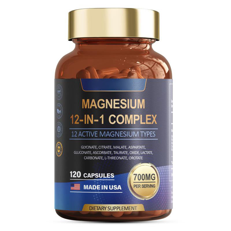 Magnesium 12-in-1 Complex 700mg | 120 Capsules | Organic Wellness Hub