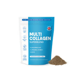 Multi Collagen Superblend Powder | Hyaluronic Acid + Vitamin C + Biotin | Chocolate | 220g | Made in UK | GMP | Lab Tested - Organic Wellness Hub
