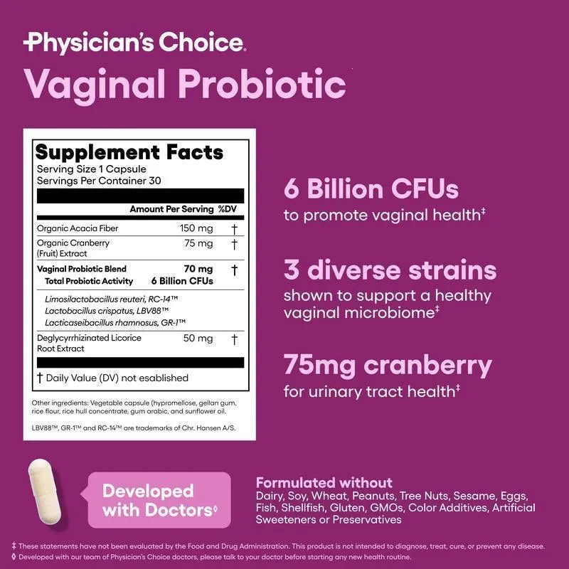 Physician's Choice Women's Probiotic | 50 Billion CFUs | 6 Strains + Prebiotics | 60 Capsules | 2-Month Value Pack | Non-GMO