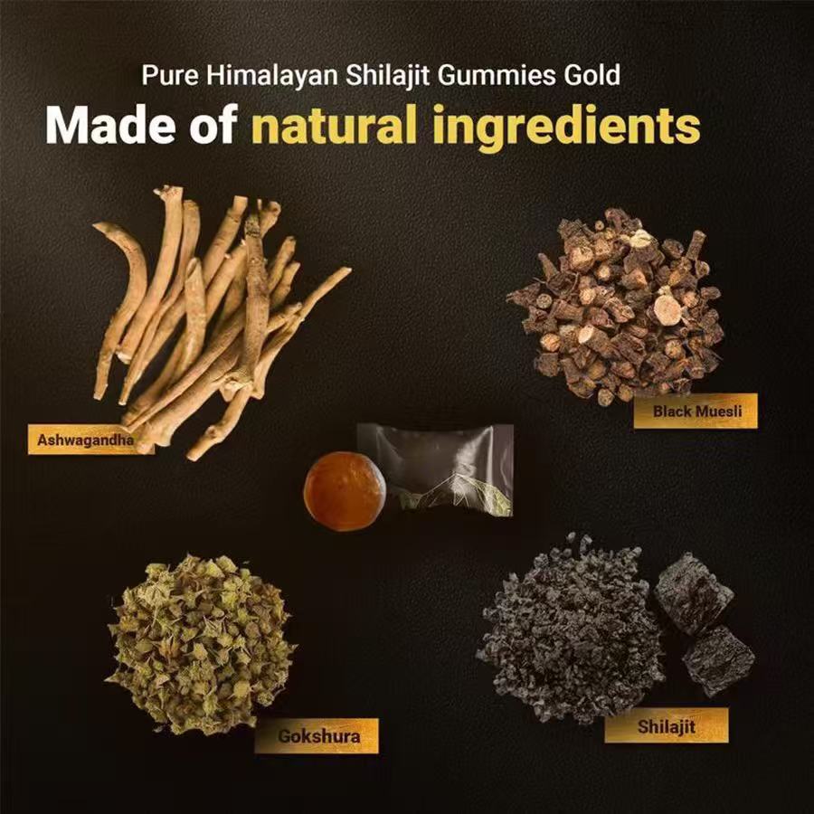 Himalayan Shilajit Gold Gummies 3000mg with Ashwagandha & Black Musli | Organic Wellness Hub