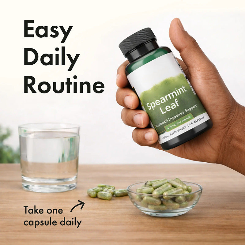 Spearmint Leaf 400mg Capsules - Traditional Digestive Support | 60 Capsules | Lab Tested | Organic Wellness Hub