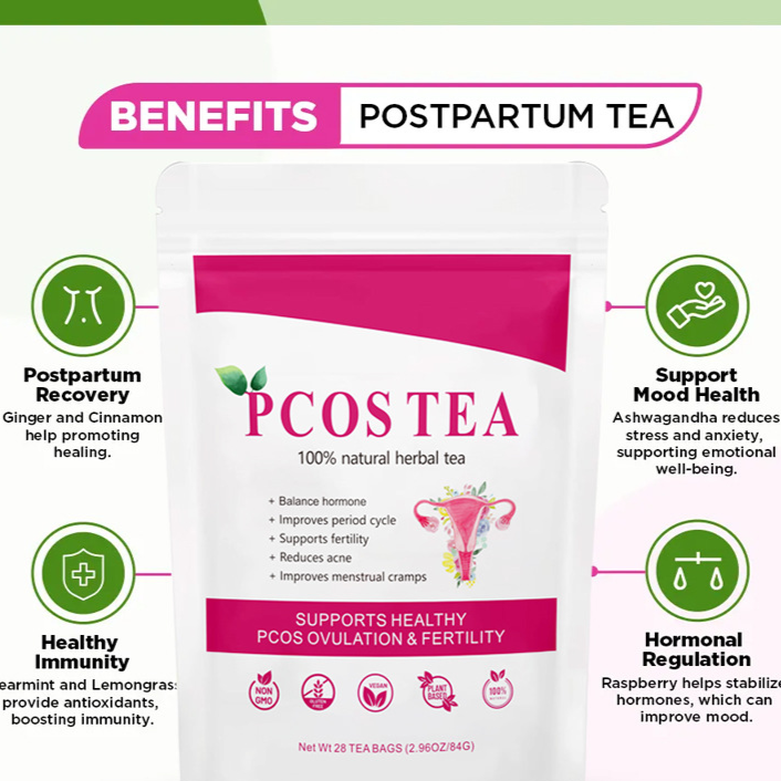 PCOS Tea | 100% Natural Herbal Tea for Hormone Balance, Fertility & Period Support - 28 Bags