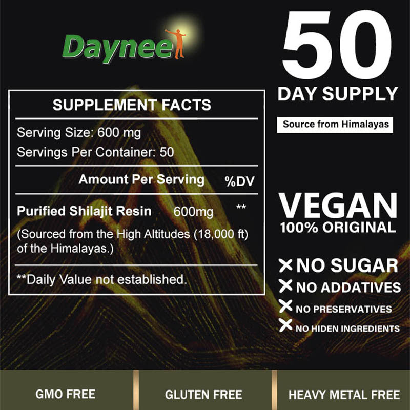 Daynee Pure Himalayan Organic Shilajit Resin 50g | 85+ Trace Minerals & Fulvic Acid | Organic Wellness Hub