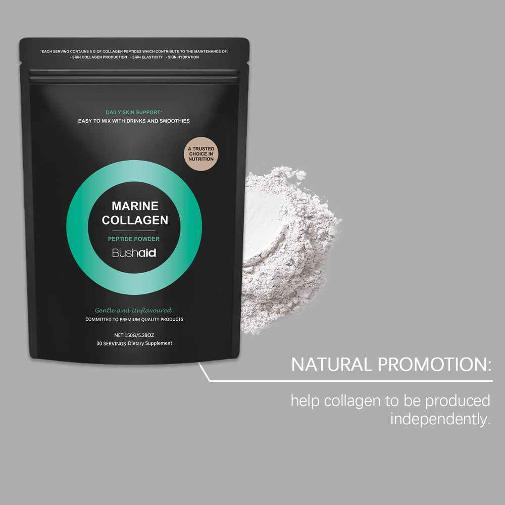 Bushaid Marine Collagen Peptide Powder | 5g Per Serving | 30 Servings | Lab Tested | Unflavoured Skin Support Supplement - Organic Wellness Hub