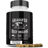Organic Wellness Hub | Grassfed Beef Organs Capsules 180ct 500mg - Pasture Raised NZ & Australia, Non-GMO, Hormone-Free, No Fillers or Flow Agents