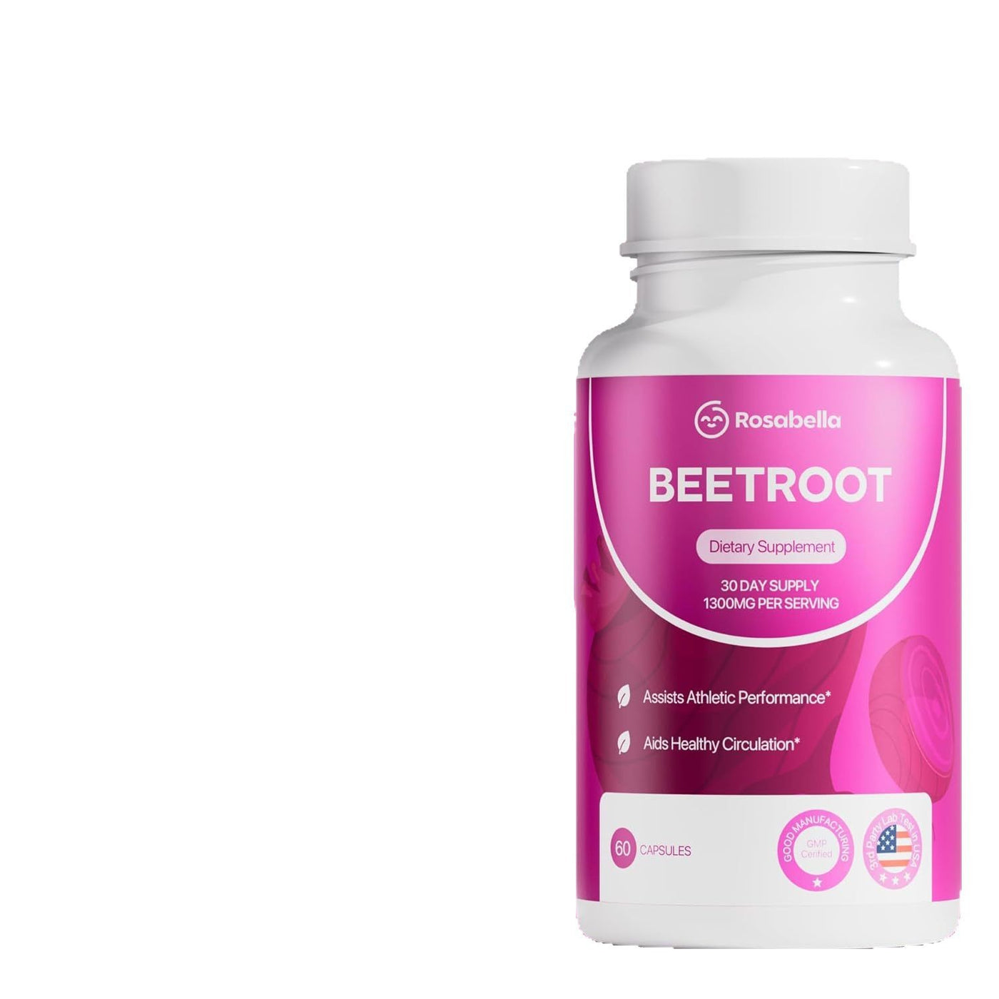 Rosabella Beetroot 1300mg | Blood Pressure, Heart Energy & Nitric Oxide Support | 100% Vegan 30-Day Supply