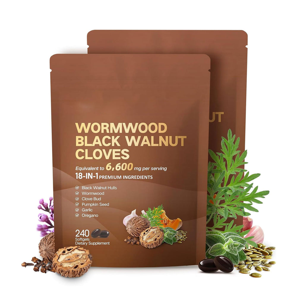Wormwood Black Walnut Cloves 18-in-1 Softgels - 6,600mg 240 Count Parasite Cleanse | Organic Wellness Hub