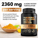Turmeric Bioperine Garlic Ginger Supplement | 2360mg | 120 Capsules | Non-GMO | No Fillers | Organic Wellness Hub