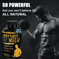 Potency Wood Male Vitality Supplement | Muira Puama, Ginkgo Biloba & Ginseng | 60 Vegetarian Capsules | Made in USA by YFSup