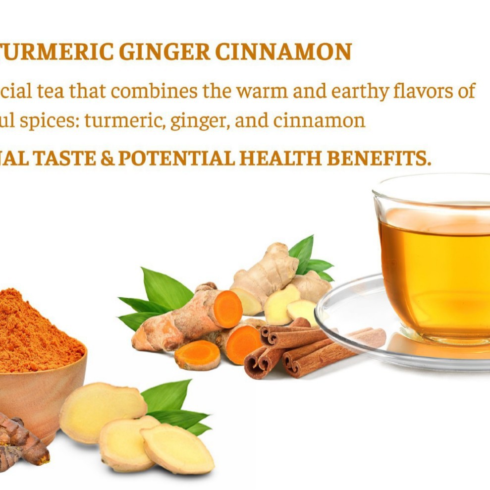 Premium Turmeric Ginger Cinnamon Tea Bags | 120 Bags 2g Each | 100% Natural and Pure | No Additives | Sugar Free | Soy Free | Gluten Free | Non GMO | Vegan | Handmade 240g
