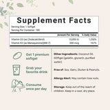 Vitamin D3 K2 10000 IU + 200mcg Supplement | Extra Strength with Coconut Oil | K2 as MK-7 | 180 Softgels | Immune Support | GMO-Free | Gluten-Free | Lab Tested - Organic Wellness Hub