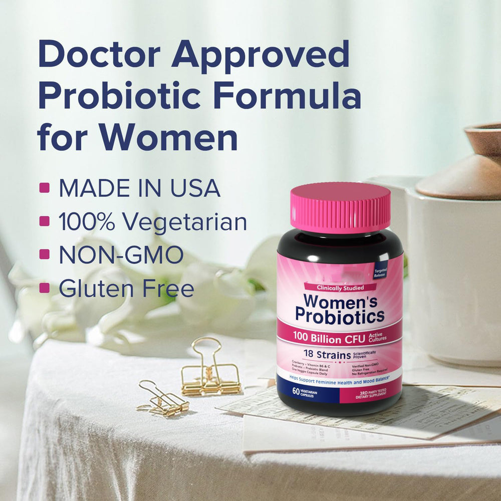 Women's Probiotics 100 Billion CFU | 18 Strains with Cranberry, Vitamin B6 & C | 60 Veggie Capsules | Clinically Studied | Organic Wellness Hub